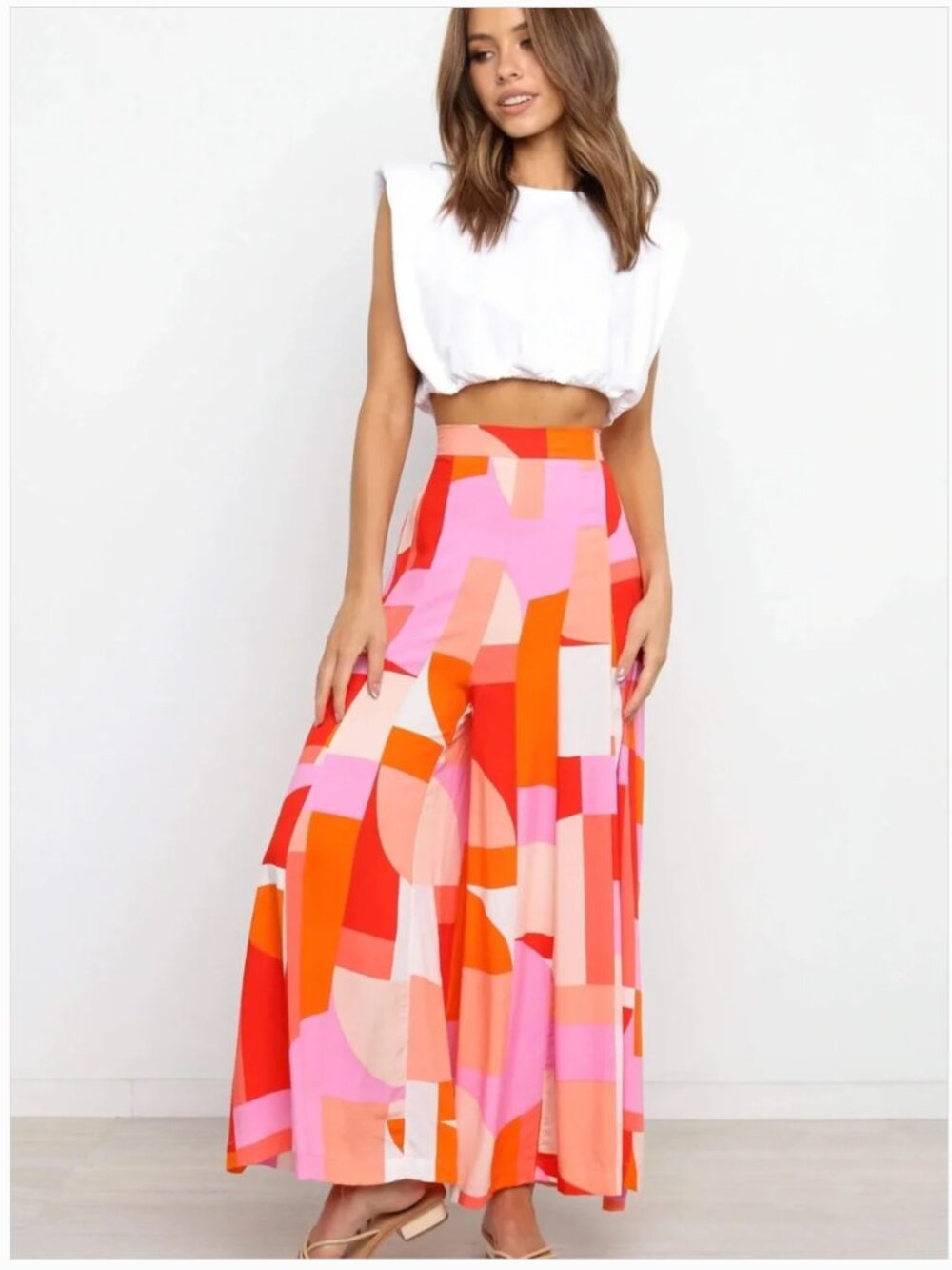 NWT Petal & Pup Pomoa Pants Flowy Wide Leg Women's XXL Pink Orange Geometric